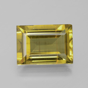 8.30 ct Yellow Apatite Gemstone, Apatite Gem in Baguette Facet Shape for Sale.