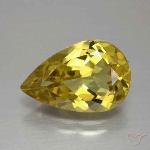 Apatite Doré Poire 14 x 9,1mm de Madagascar, poids de 4,13 ct, pierre gemme naturelle Non traité de pureté VS, 1 pièce Apatite pear facet, couleur : Doré terreux, dureté de Mohs de 5 à 5, Photo A