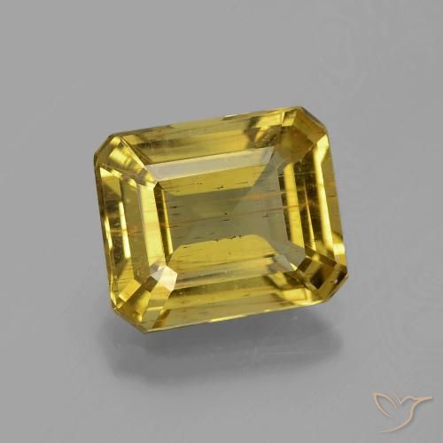 10.9 x 9.1mm Octagon / Emerald Cut Golden Apatite from Madagascar, Weight of 4.46ct, Natural untreated Gemstone in VS Clarity, 1pc Octagon Facet Apatite - Color: Gold, Mohs Hardness of 5 - 5, Photo A