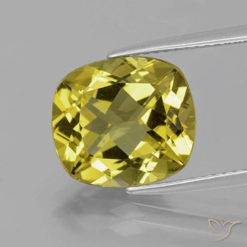 5.57ct Natural Medium Gold Apatite, Cushion, VS