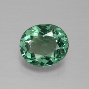 1.53 ct Green Apatite Gemstone, Apatite Gem in Oval Facet Shape for Sale.