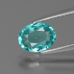 1.08 ct Blue Apatite Gemstone, Apatite Gem in Oval Facet Shape for Sale.