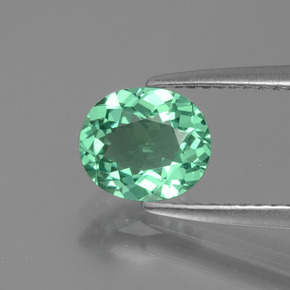 1.17 ct Green Apatite Gemstone, Apatite Gem in Oval Facet Shape for Sale.
