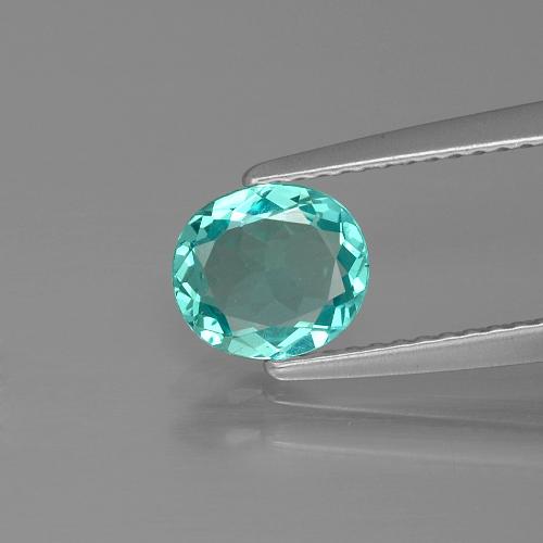 Electric Blue Green Apatite Gem - 0.8ct Oval Facet (ID: 393810)