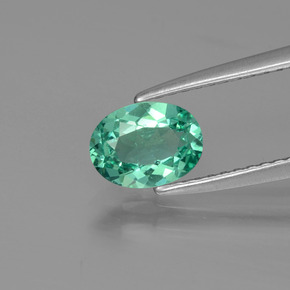 0.77 ct Green Apatite Gemstone, Apatite Gem in Oval Facet Shape for Sale.