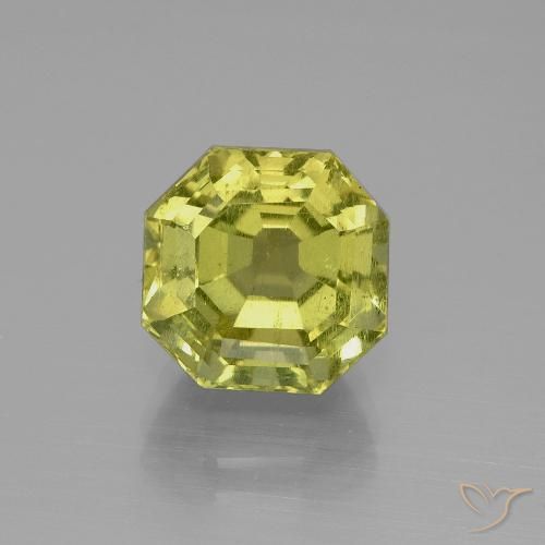 6.29ct Octagon / Emerald Cut Light Yellow Apatite from Madagascar, Dimension 10 x 9.9mm, Natural untreated Gemstone, VS-SI Clarity, 1pc Asscher Cut Apatite, Mohs Hardness of 5 - 5, Photo A