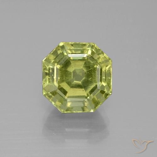 Apatite jaune de 4,7 ct, coupe Asscher de 9,5 x 9,3 mm de Madagascar, Photo A