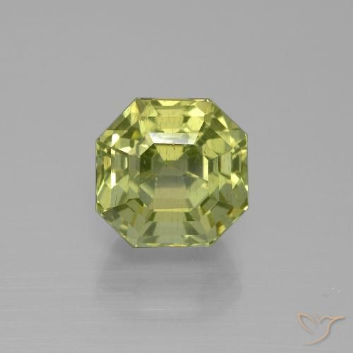 5.48 ct Yellow Apatite, 9.4 x 9.2 mm Asscher Cut From Madagascar, Photo A