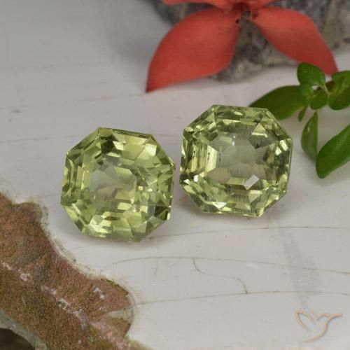 6.98 ctw Green Apatite Stones, Natural Apatite in Asscher Cut Shape for Sale