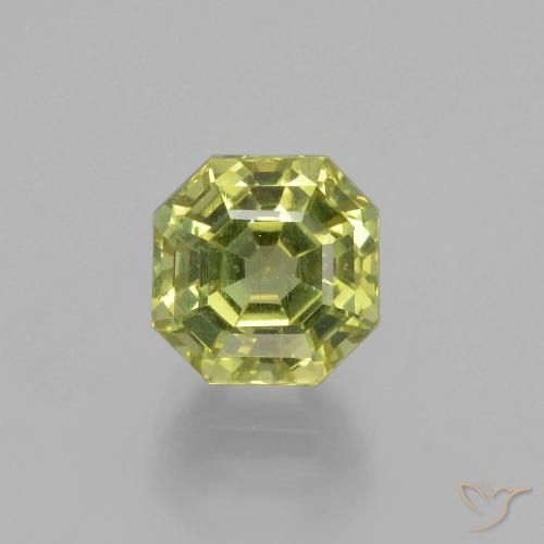 3.55ct Asscher Cut Green Apatite from Madagascar, Dimension 8.1 x 8mm, VS Clarity, Natural untreated gemstone, 1pc Apatite in Light Earthy Green Color, Mohs Hardness of 5 - 5, Photo A