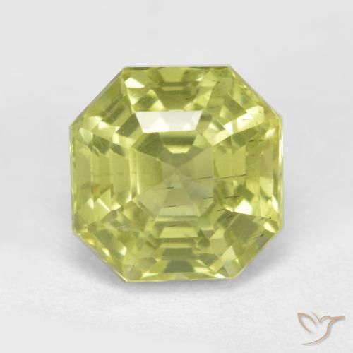 3.03ct Asscher Cut Yellow Apatite from Madagascar, Dimension 7.7 x 7.6mm, Natural untreated Gemstone, VS Clarity, 1 piece Apatite in Light Yellow Color, Mohs Hardness of 5 - 5, Photo A