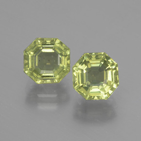 4.15 ct Green Apatite Gemstone, Apatite Gem in Asscher Cut Shape for Sale.
