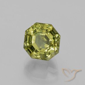 4.35 ct Green Apatite Stone, Natural Apatite in Asscher Cut Shape for Sale