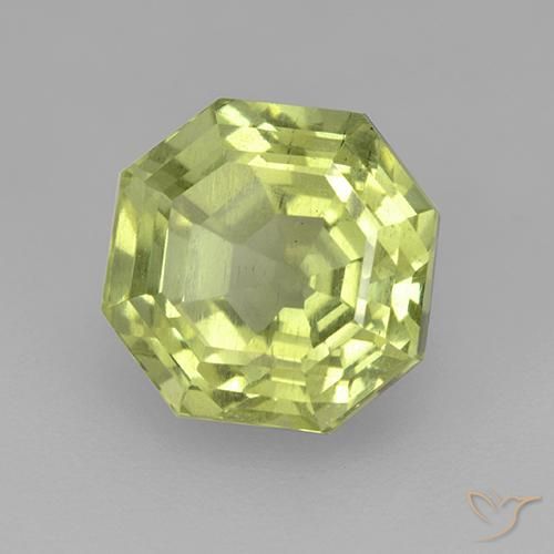 3.24 ct Yellow Apatite Stone, Natural Apatite in Asscher Cut Shape for Sale