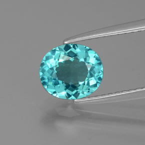 1.34 ct Blue Apatite Gemstone, Apatite Gem in Oval Facet Shape for Sale.