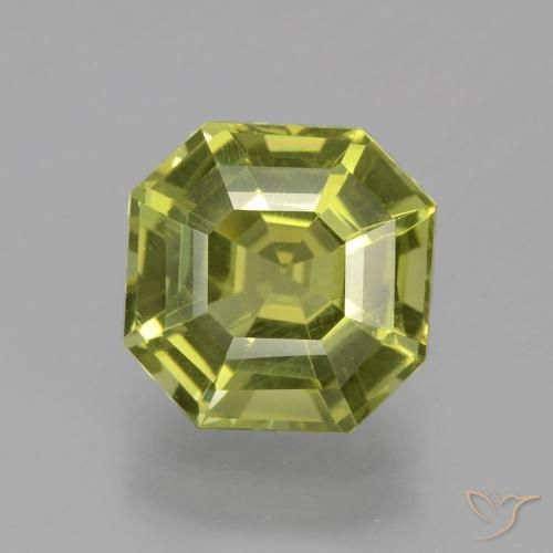 8.9 x 8.9mm Asscher Cut Green Apatite from Madagascar, Weight of 3.41ct, Natural untreated gemstone in VS Clarity, 1pc Apatite - the Color is Yellowish Green, Mohs Hardness of 5 - 5, Photo A