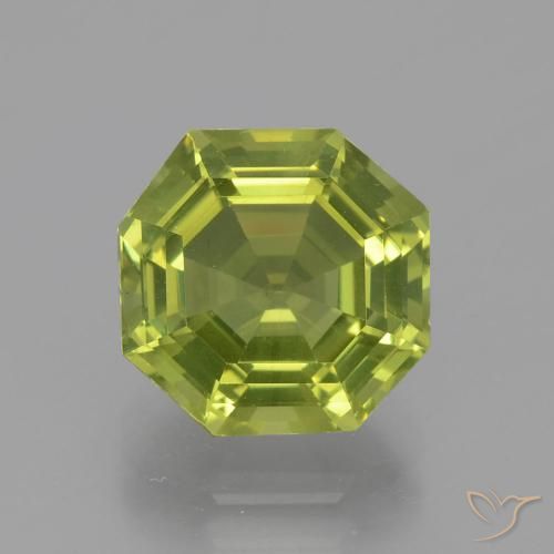3.54ct Asscher Cut Green Apatite from Madagascar, Dimension 9.1 x 9mm, Natural untreated Gemstone, VVS-VS Clarity, 1 piece Apatite in Yellowish Green Color, Mohs Hardness of 5 - 5, Photo A
