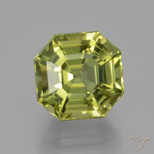 4.35ct Natural Yellowish Green Apatite, Emerald Cut, VS