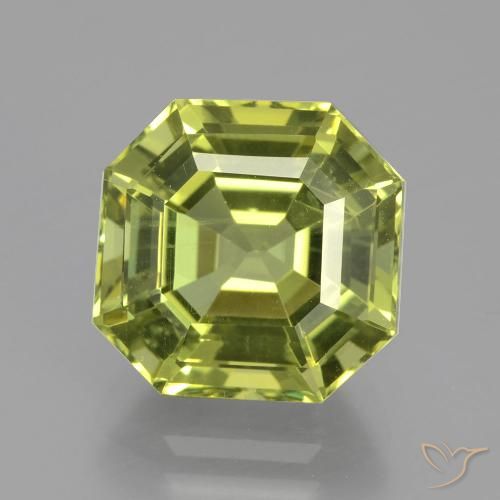 6.54ct Natural Yellowish Green Apatite, Emerald Cut, VS