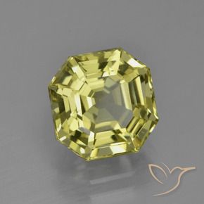 4.10 ct Yellow Apatite Stone, Natural Apatite in Asscher Cut Shape for Sale