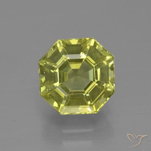 3.74ct Natural Greenish Yellow Apatite, Octagon / Emerald Cut, VS, Photo A