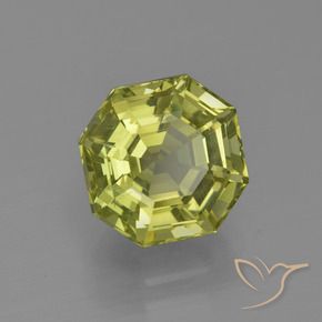 3.74 ct Yellow Apatite Stone, Natural Apatite in Asscher Cut Shape for Sale