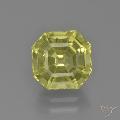 3.18ct Asscher Cut Yellow Apatite from Madagascar, Dimension 8.5 x 8.4mm, VS Clarity, Natural untreated gemstone, 1pc Apatite in Medium Yellow Color, Mohs Hardness of 5 - 5, Photo A
