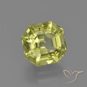 3.18 ct Yellow Apatite Stone, Natural Apatite in Asscher Cut Shape for Sale