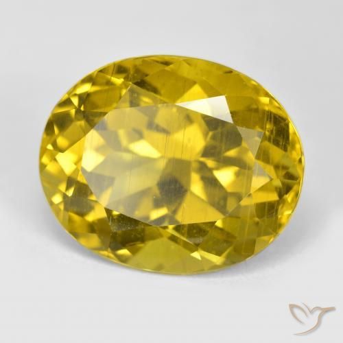 14.76 ct Yellow Apatite Stone, Natural Apatite in Oval Facet Shape for Sale
