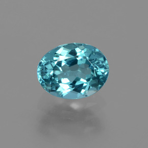 1.38 ct Blue Apatite Gemstone, Apatite Gem in Oval Facet Shape for Sale.