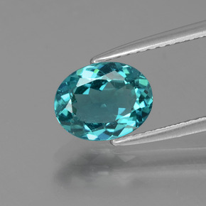 1.40 ct Blue Apatite Gemstone, Apatite Gem in Oval Facet Shape for Sale.