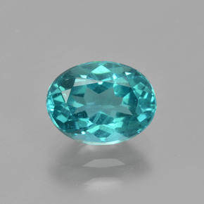 1.38 ct Blue Apatite Gemstone, Apatite Gem in Oval Facet Shape for Sale.