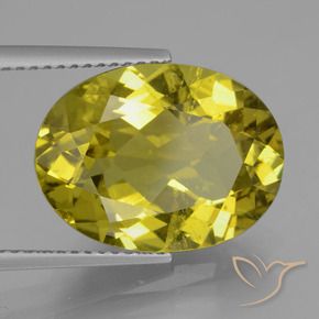 8.52 ct Yellow Apatite Stone, Natural Apatite in Oval Facet Shape for Sale