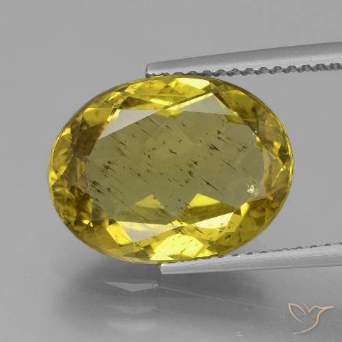 7.28ct Natural Medium Yellow Apatite, Oval, VS-SI