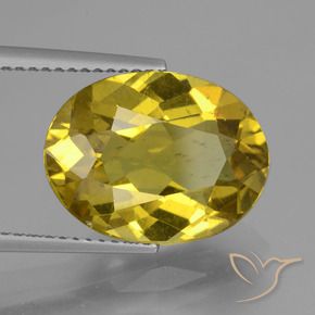 7.27 ct Yellow Apatite Stone, Natural Apatite in Oval Facet Shape for Sale
