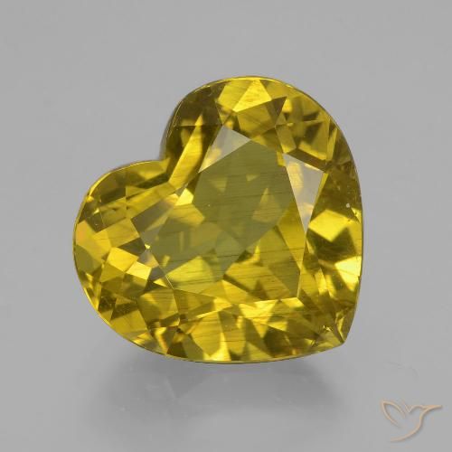 8.82 ct Yellow Apatite, 14.1 x 13.2 mm Heart Cut From Madagascar, Photo A