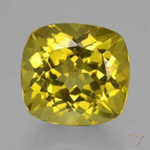 13.71 ct Yellow Apatite, 14.9 x 14 mm Cushion Cut From Madagascar, Photo A