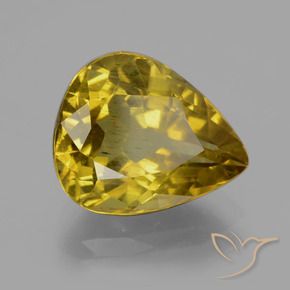 7.56 ct Yellow Apatite Stone, Natural Apatite in Pear Facet Shape for Sale