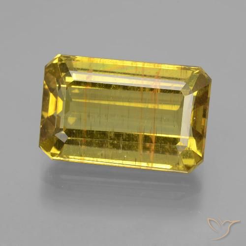 8.59 ct Yellow Apatite, 14.2 x 9 mm Octagon Cut From Madagascar, Photo A