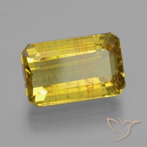 8.59 ct Yellow Apatite Stone, Natural Apatite in Octagon Facet Shape for Sale