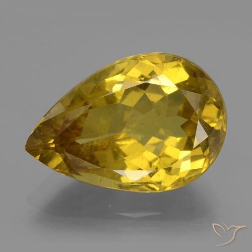 11.87ct Natural Yellowish Gold Apatite, Pear Shape, VS