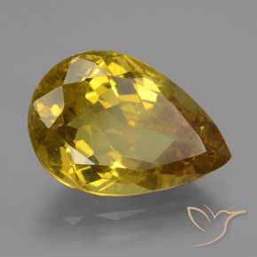 11.87 ct Yellow Apatite Stone, Natural Apatite in Pear Facet Shape for Sale