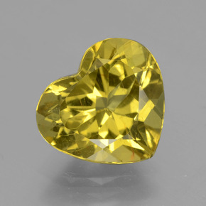 5.04 ct Yellow Apatite Gemstone, Apatite Gem in Heart Facet Shape for Sale.