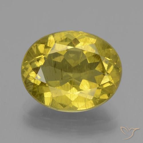 5.5 ct Yellow Apatite, 13 x 10.5 mm Oval Cut From Madagascar, Photo A