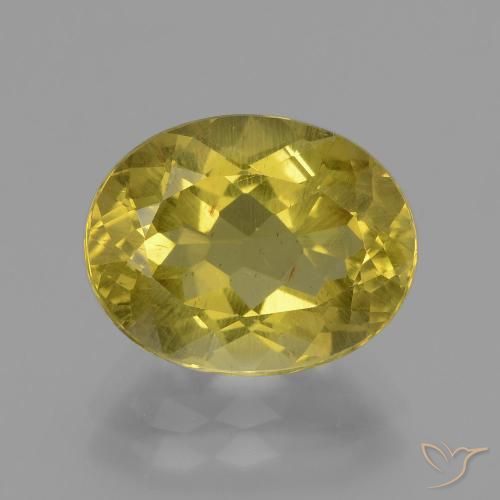 Apatite Jaune oval facet de Madagascar, 12,2 x 9,6mm, poids de 4,73 ct, pierre gemme naturelle Non traité de pureté VS, 1 pièce Apatite, couleur Jaune moyen, dureté Mohs de 5 à 5, Photo A