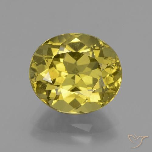 4.63 ct Yellow Apatite Gemstone, Apatite Gem in Oval Facet Shape for Sale.