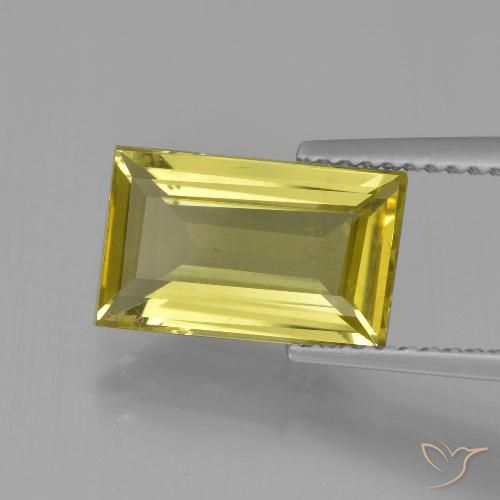 3.02ct Baguette Facet Yellow Apatite from Madagascar, Dimension 11.5 x 7mm, Natural untreated Gemstone, VS Clarity, 1 piece Apatite in Light Yellow Color, Mohs Hardness of 5 - 5, Photo A