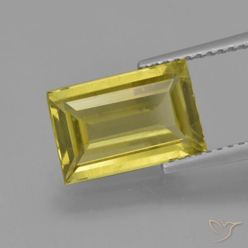 11.3 x 7.5mm Baguette Yellow Apatite from Madagascar, Weight of 2.99ct, Natural untreated Gemstone in VS Clarity, 1pc Baguette Facet Apatite - Color: Medium-light Yellow, Mohs Hardness of 5 - 5, Photo A
