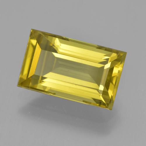 6.07 ct Yellow Apatite Gemstone, Apatite Gem in Baguette Facet Shape for Sale.