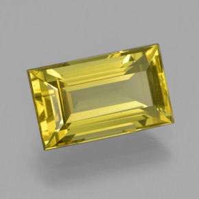 6.07 ct Yellow Apatite Stone, Natural Apatite in Baguette Facet Shape for Sale